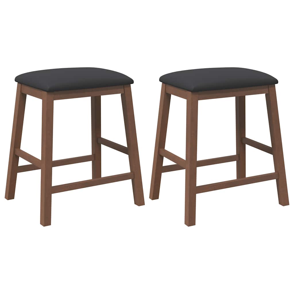 Sedie da Bar con Cuscini 2pz Marrone Legno Massello di Hevea - homemem39