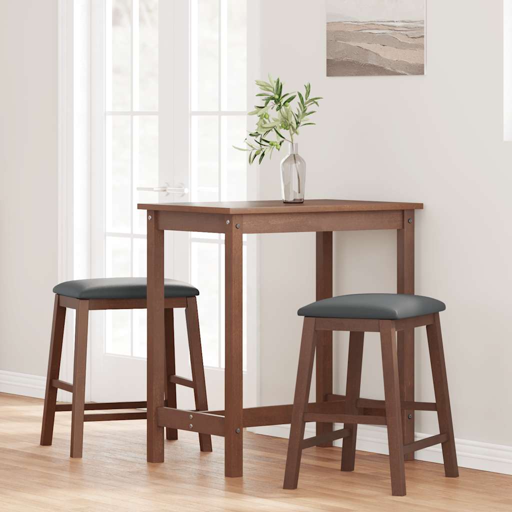 Sedie da Bar con Cuscini 2pz Marrone Legno Massello di Hevea - homemem39