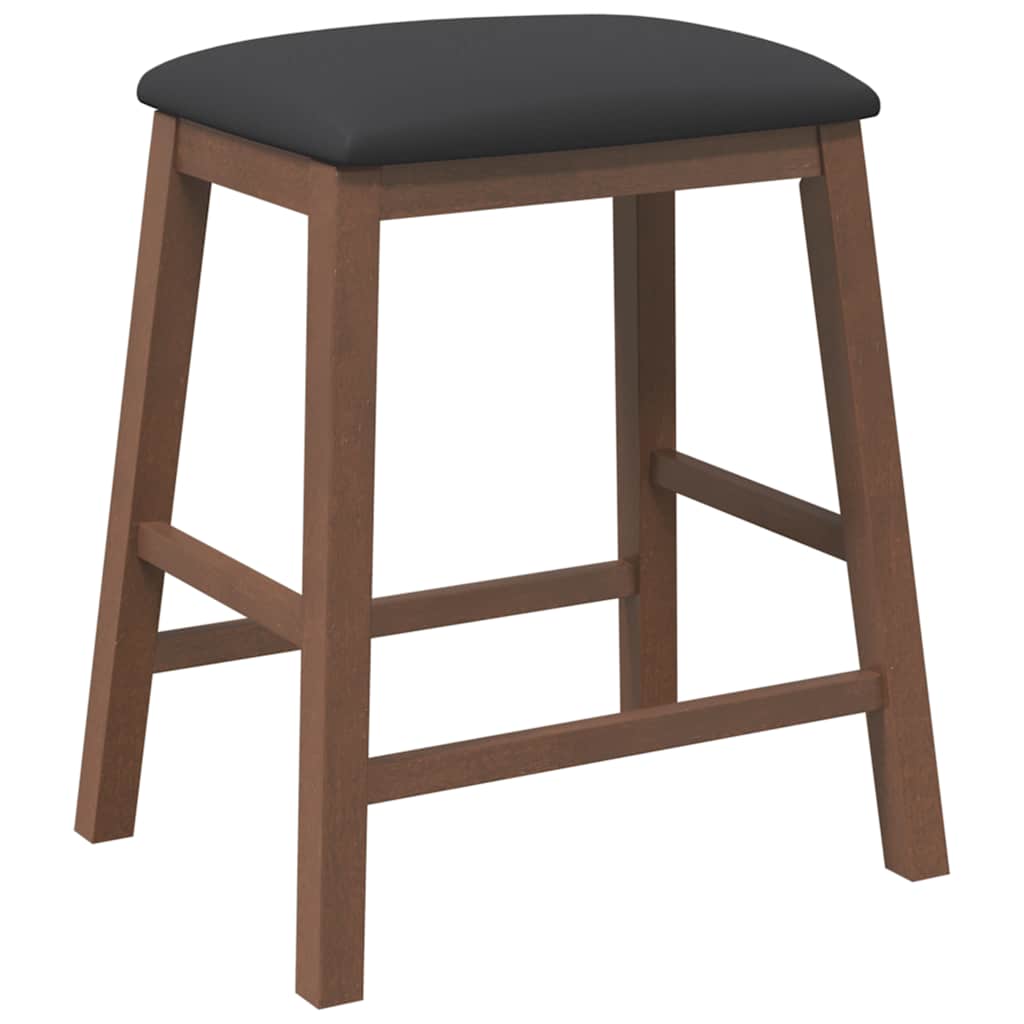 Sedie da Bar con Cuscini 2pz Marrone Legno Massello di Hevea - homemem39