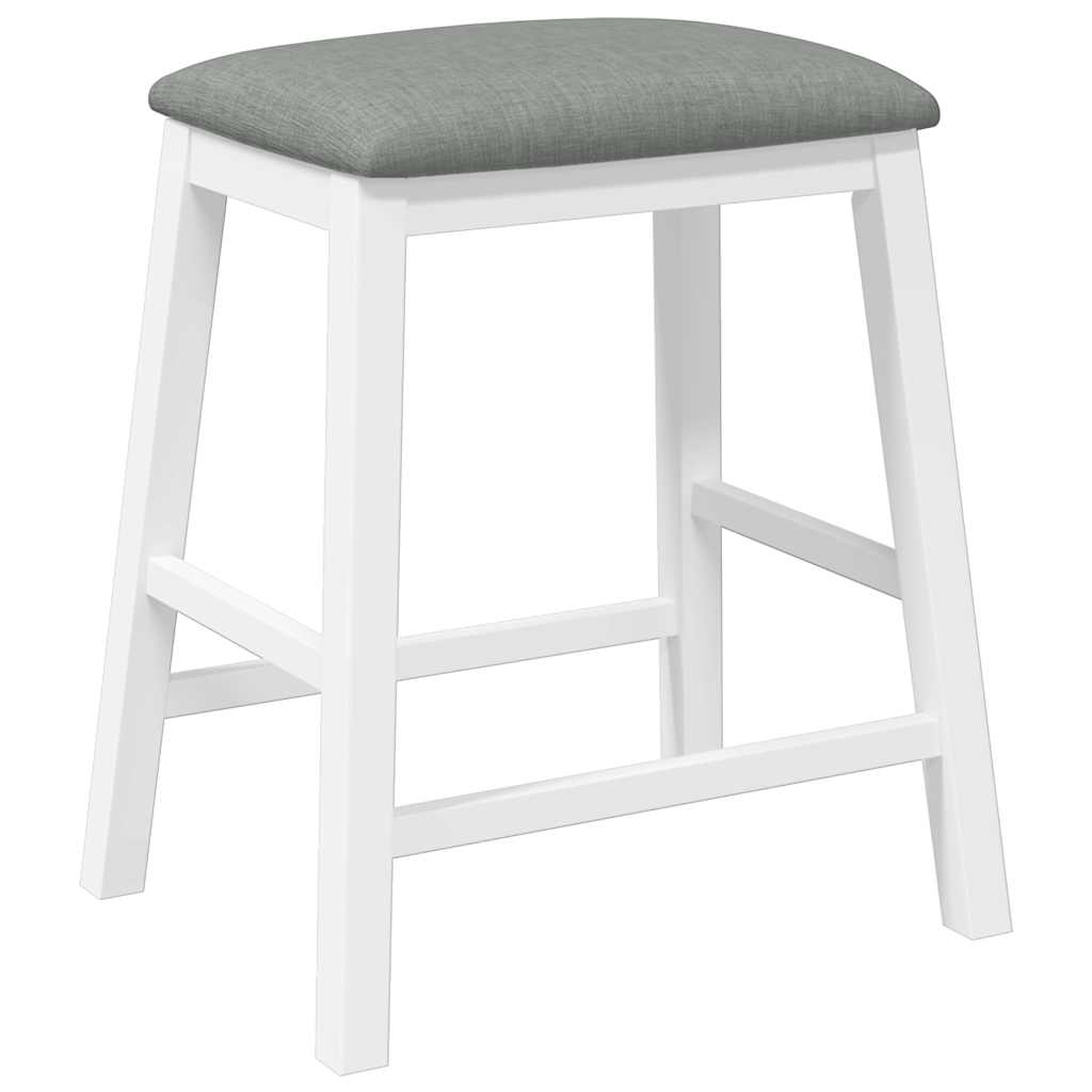 Sedie da Bar con Cuscini 2 pz Bianco Legno Massello di Hevea - homemem39
