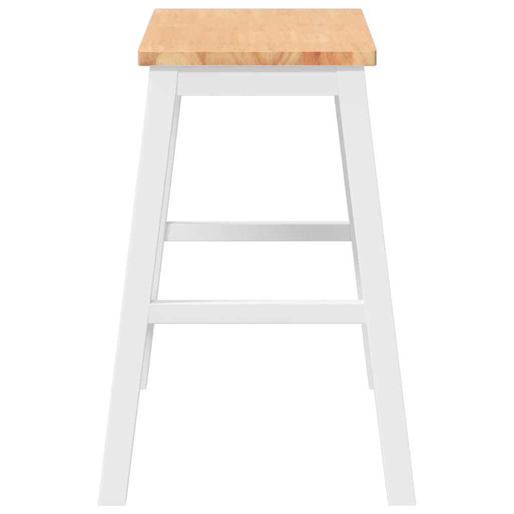 Sedie da Bar 2 pz Bianchi in Legno Massello di Hevea - homemem39