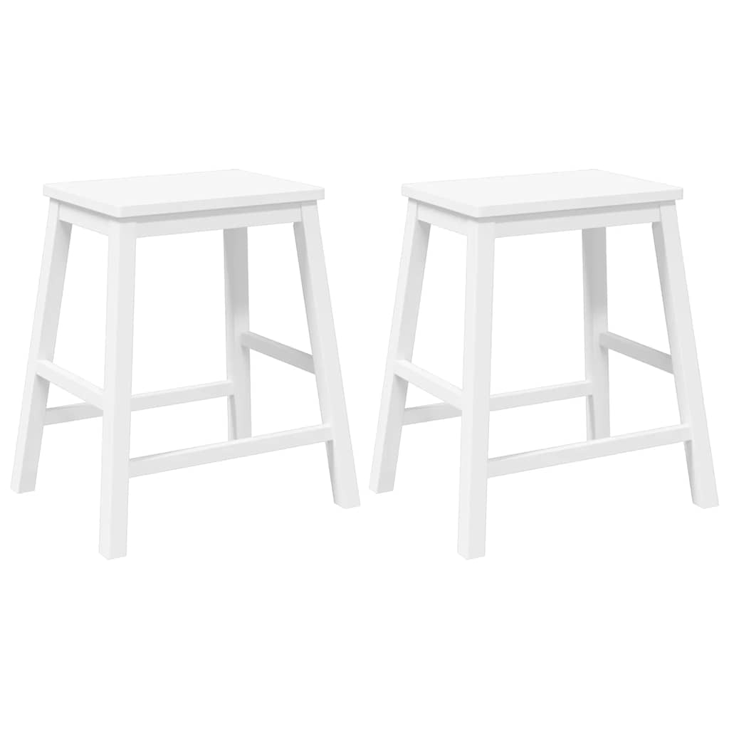 Sedie da Bar 2 pz Bianchi in Legno Massello di Hevea - homemem39