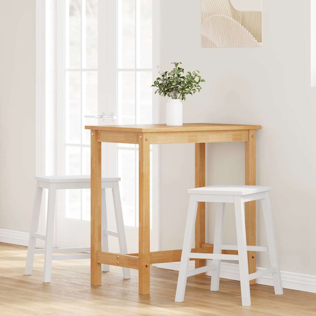 Sedie da Bar 2 pz Bianchi in Legno Massello di Hevea - homemem39