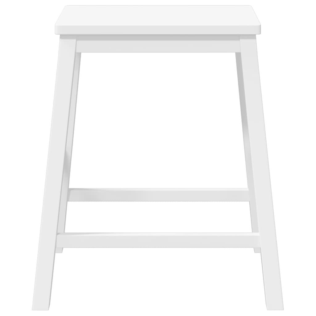 Sedie da Bar 2 pz Bianchi in Legno Massello di Hevea - homemem39