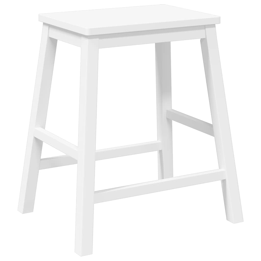 Sedie da Bar 2 pz Bianchi in Legno Massello di Hevea - homemem39