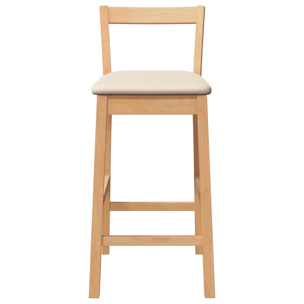 Sgabelli da Bar con Cuscini 2pz Naturale Legno Massello Hevea - homemem39