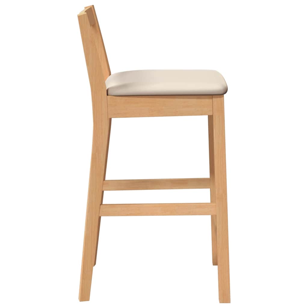 Sgabelli da Bar con Cuscini 2pz Naturale Legno Massello Hevea - homemem39