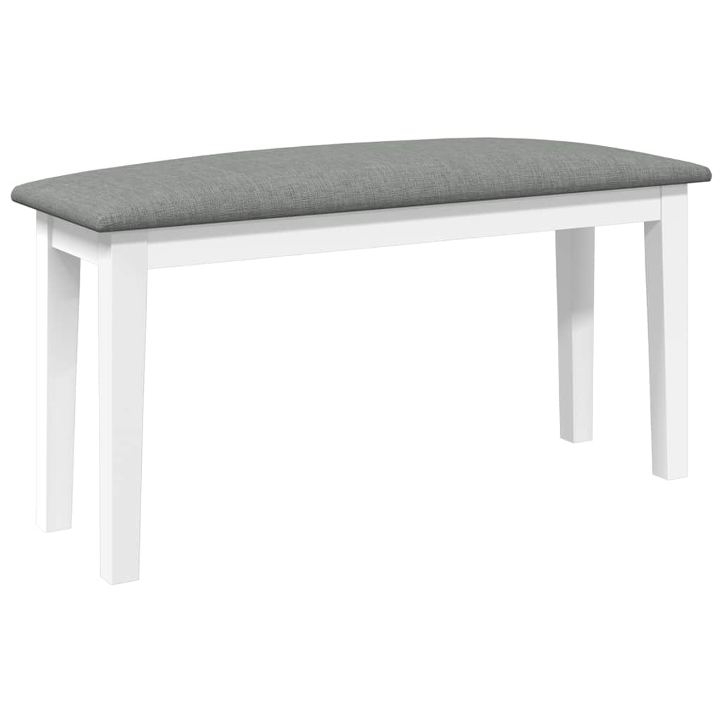 Panca 90 cm Bianco in Legno Massello di Hevea - homemem39