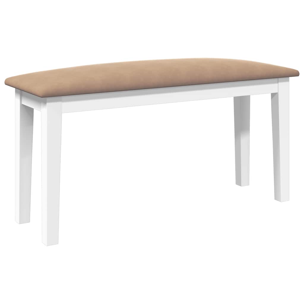 Panca 90 cm Bianco in Legno Massello di Hevea - homemem39