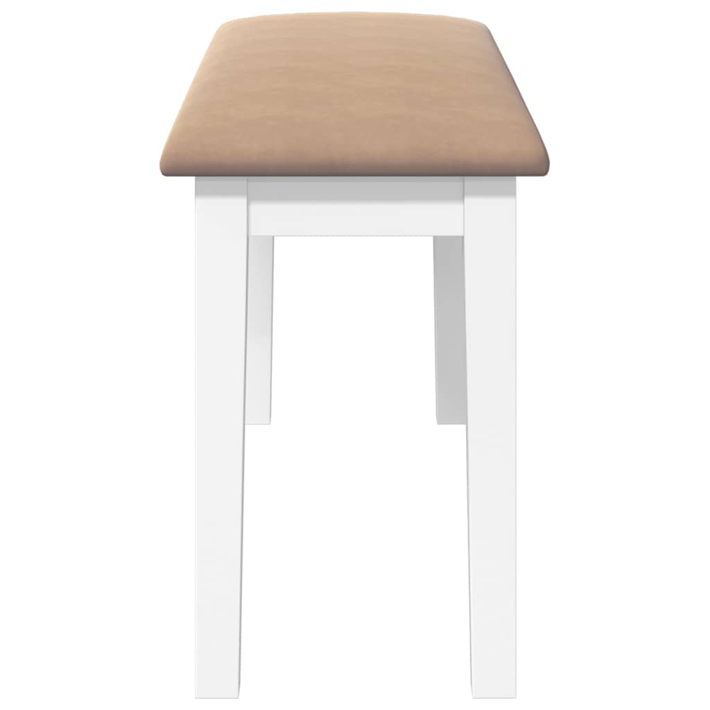 Panca 90 cm Bianco in Legno Massello di Hevea - homemem39