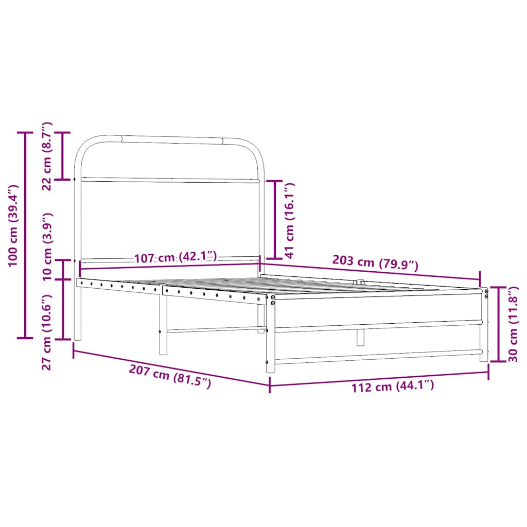 Giroletto senza Materasso Rovere Fumo 107x203 cm in Truciolato | homemem39