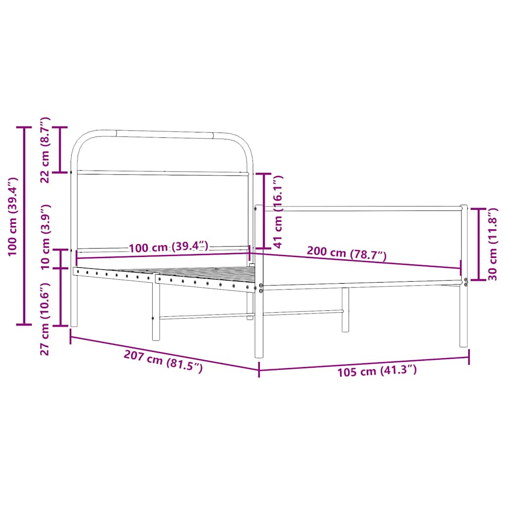 Giroletto senza Materasso Rovere Sonoma 100x200cm in Truciolato | homemem39