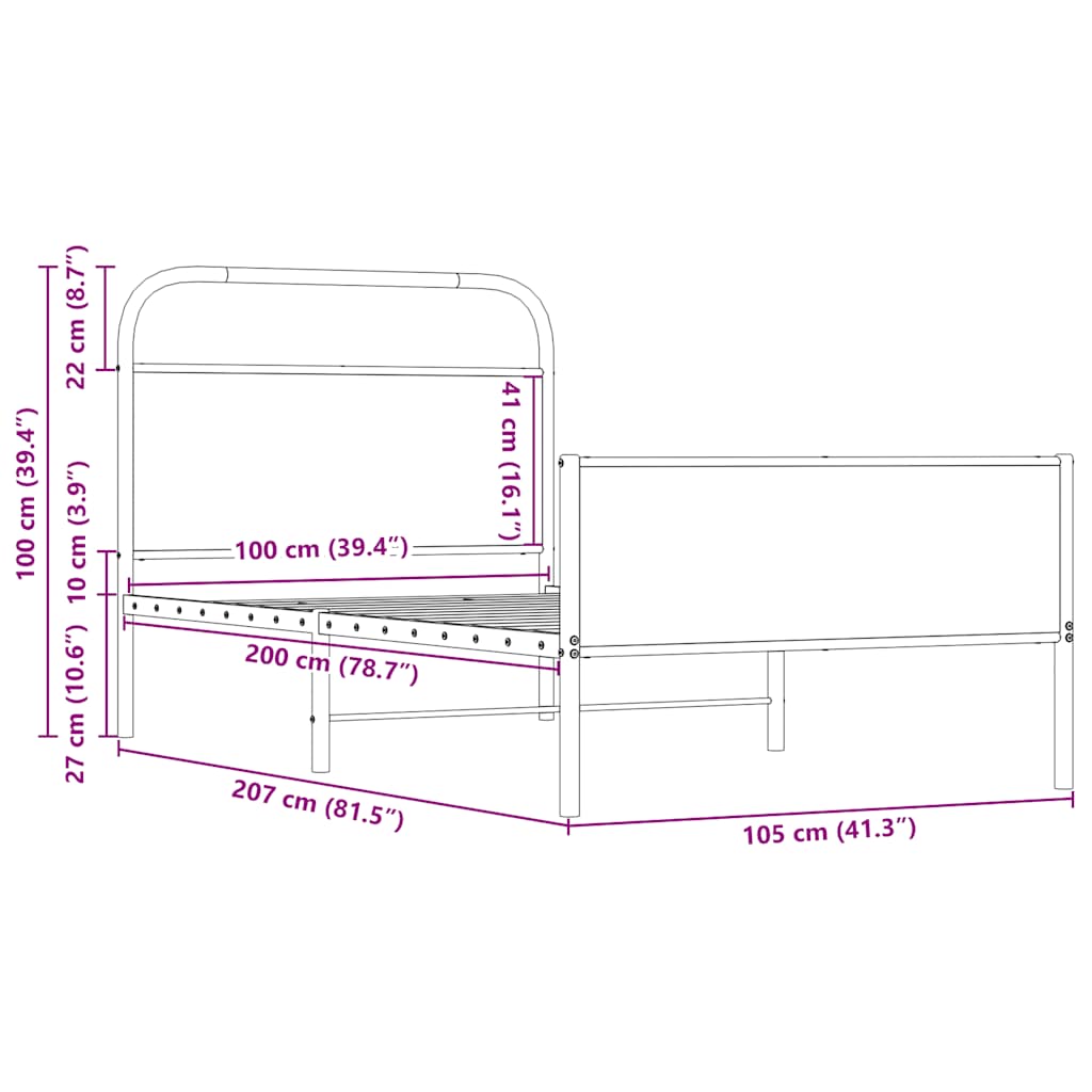 Giroletto senza Materasso Rovere Sonoma 100x200cm in Truciolato | homemem39