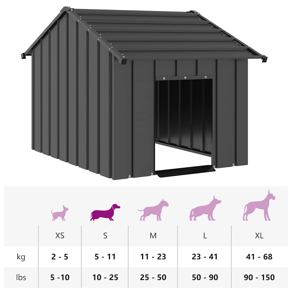 Casetta per Cani con Tetto 83x130x85 cm Acciaio Zincato - homemem39