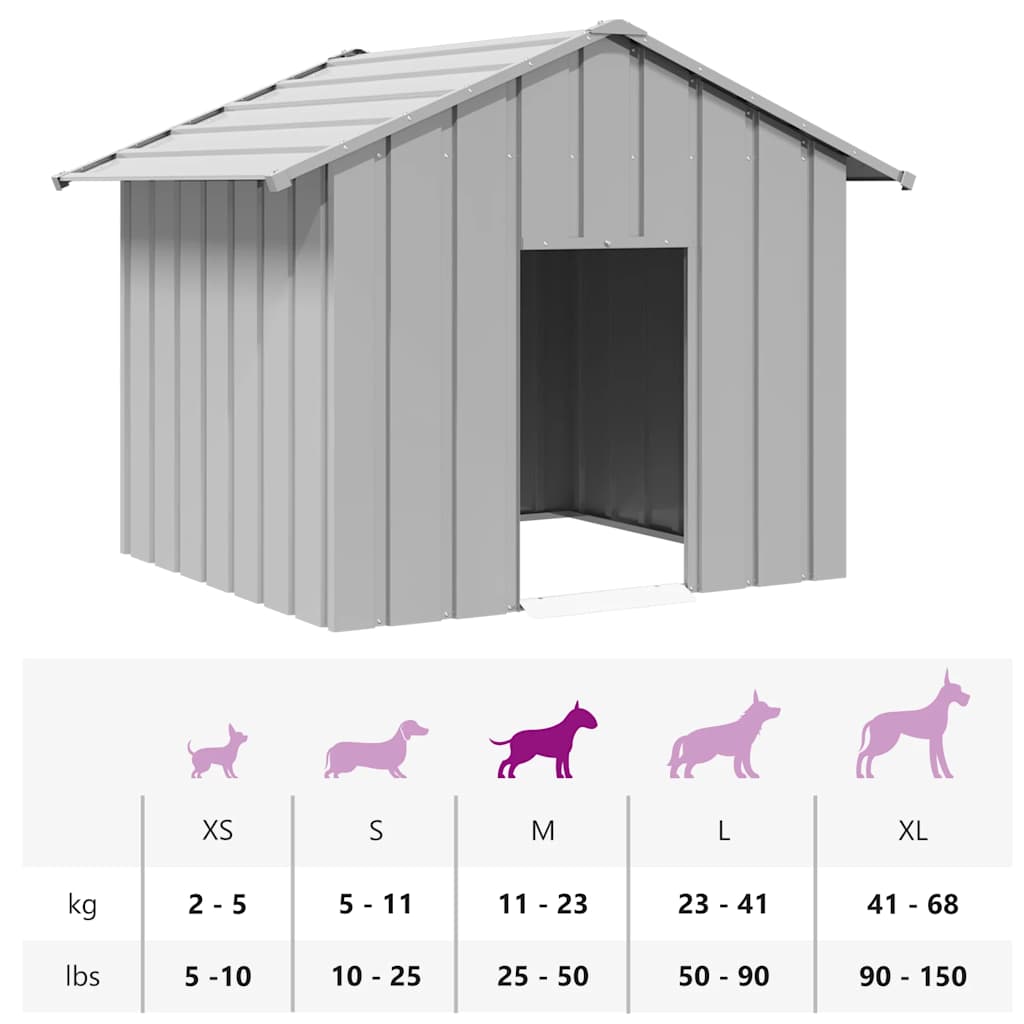 Casetta per Cani con Tetto 131x101x102 cm Acciaio Zincato - homemem39