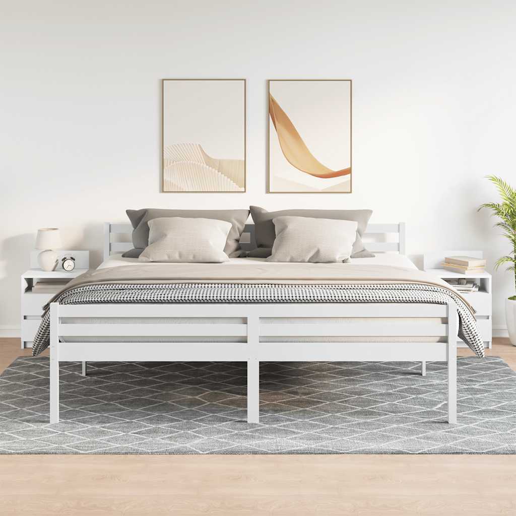 Comodini 2 pz con 2 Cassetti Bianchi 40x33x60 cm