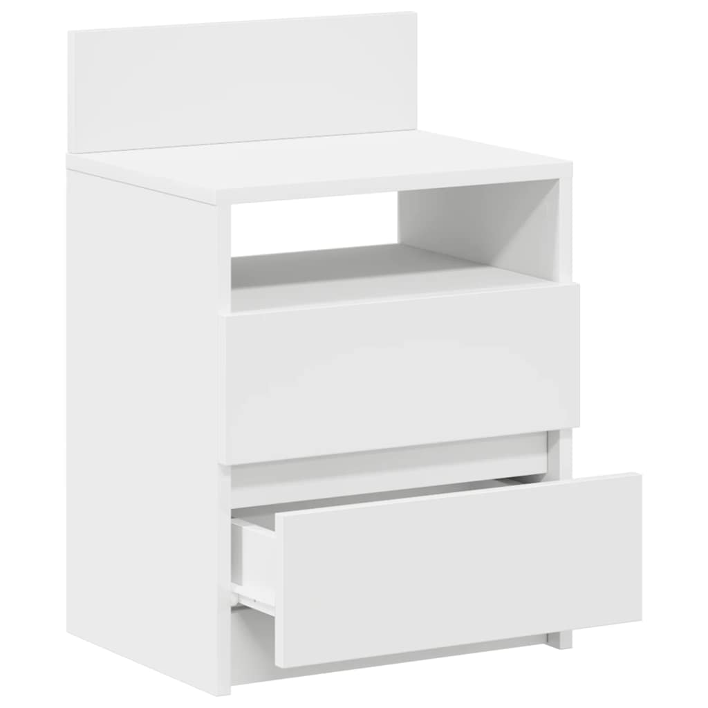 Comodini 2 pz con 2 Cassetti Bianchi 40x33x60 cm