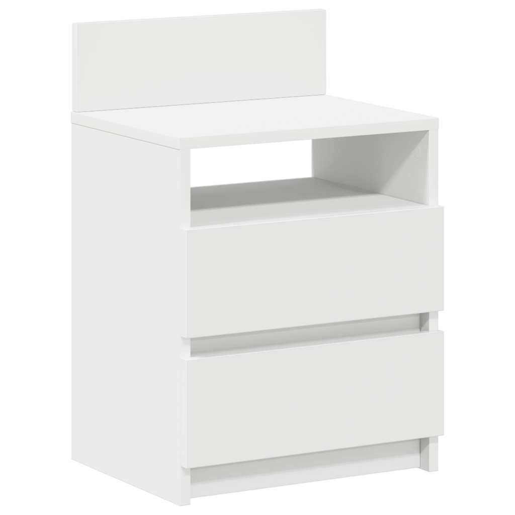 Comodini 2 pz con 2 Cassetti Bianchi 40x33x60 cm