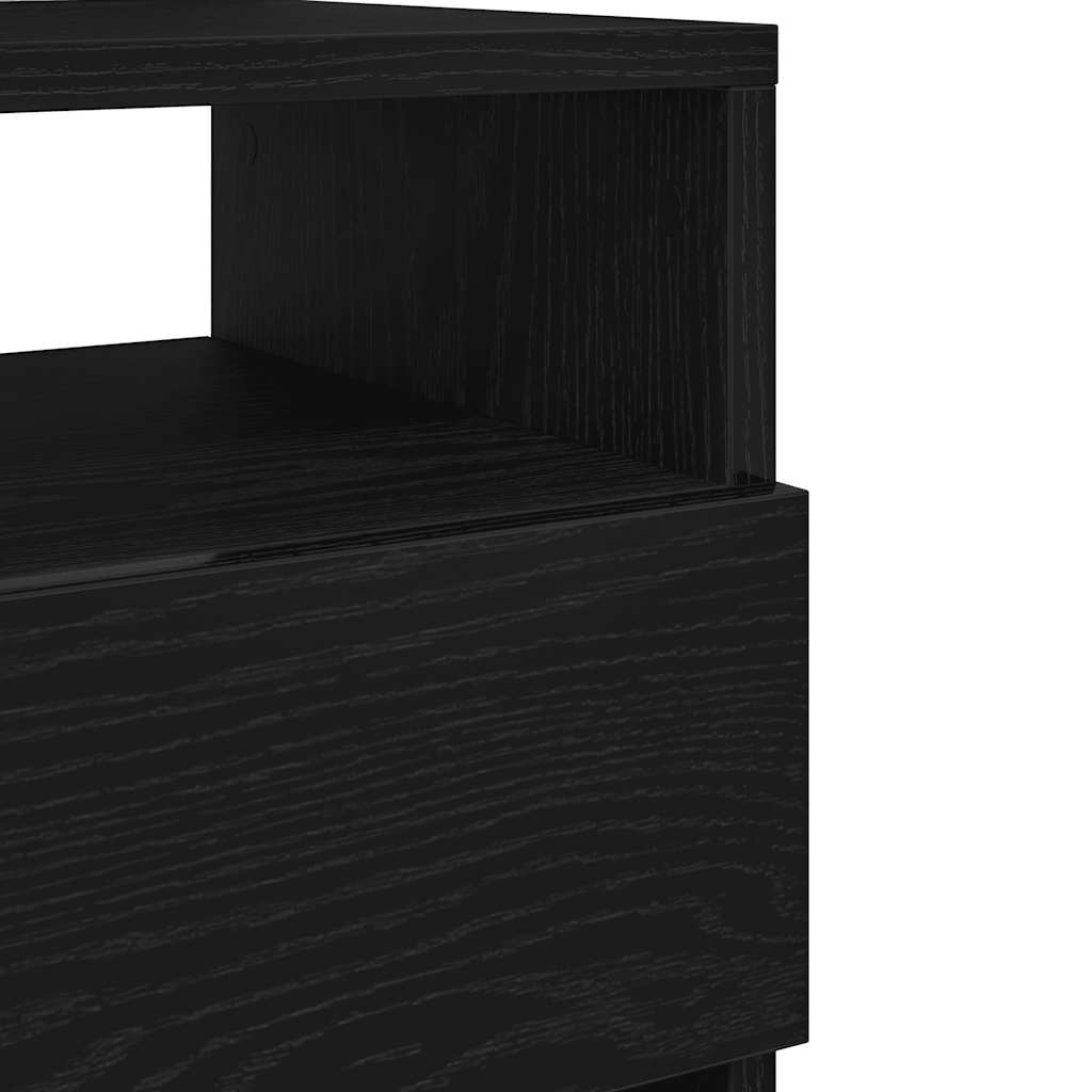 Comodini 2 pz con 2 Cassetti Neri 40x33x60 cm