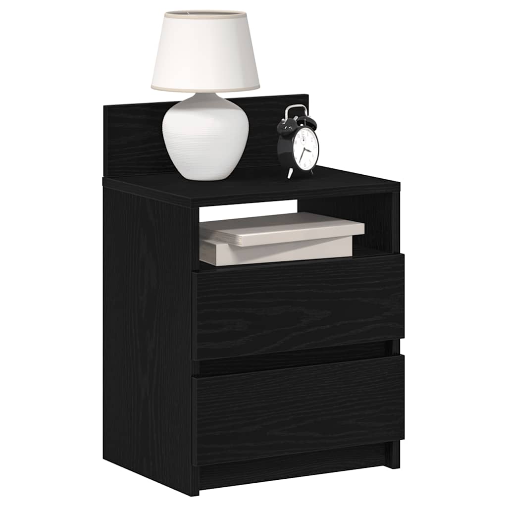 Comodini 2 pz con 2 Cassetti Neri 40x33x60 cm