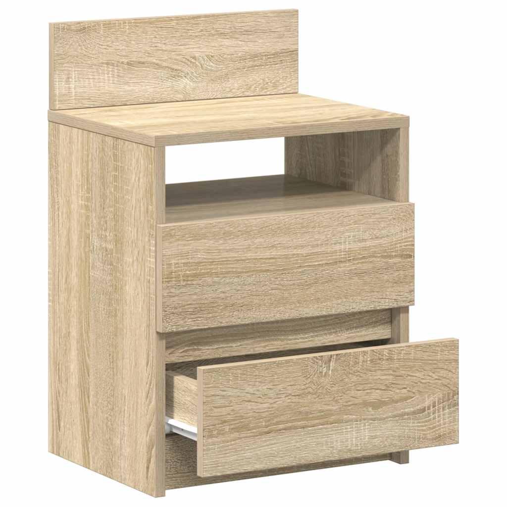 Comodini 2 pz con 2 Cassetti Rovere Sonoma 40x33x60 cm