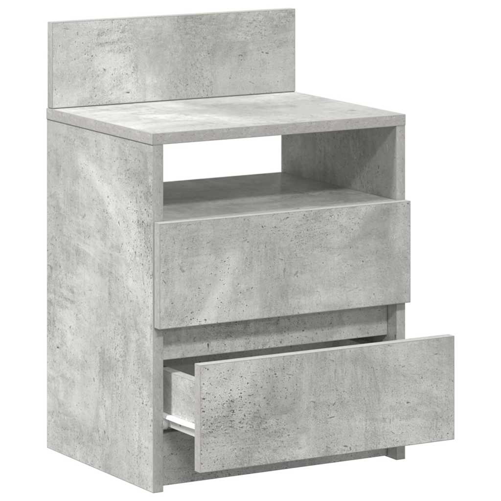 Comodino con 2 Cassetti Grigio Cemento 40x33x60 cm