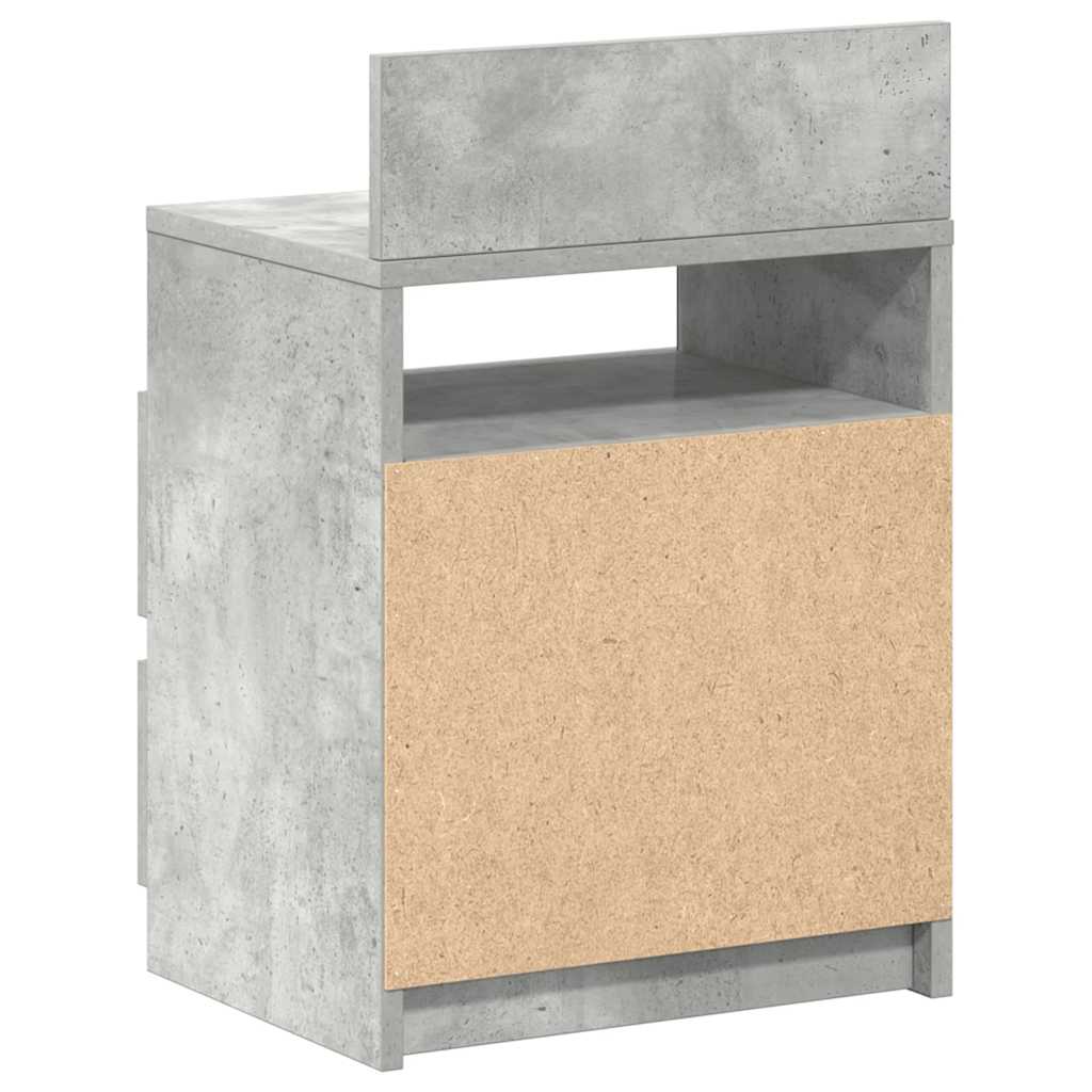 Comodino con 2 Cassetti Grigio Cemento 40x33x60 cm