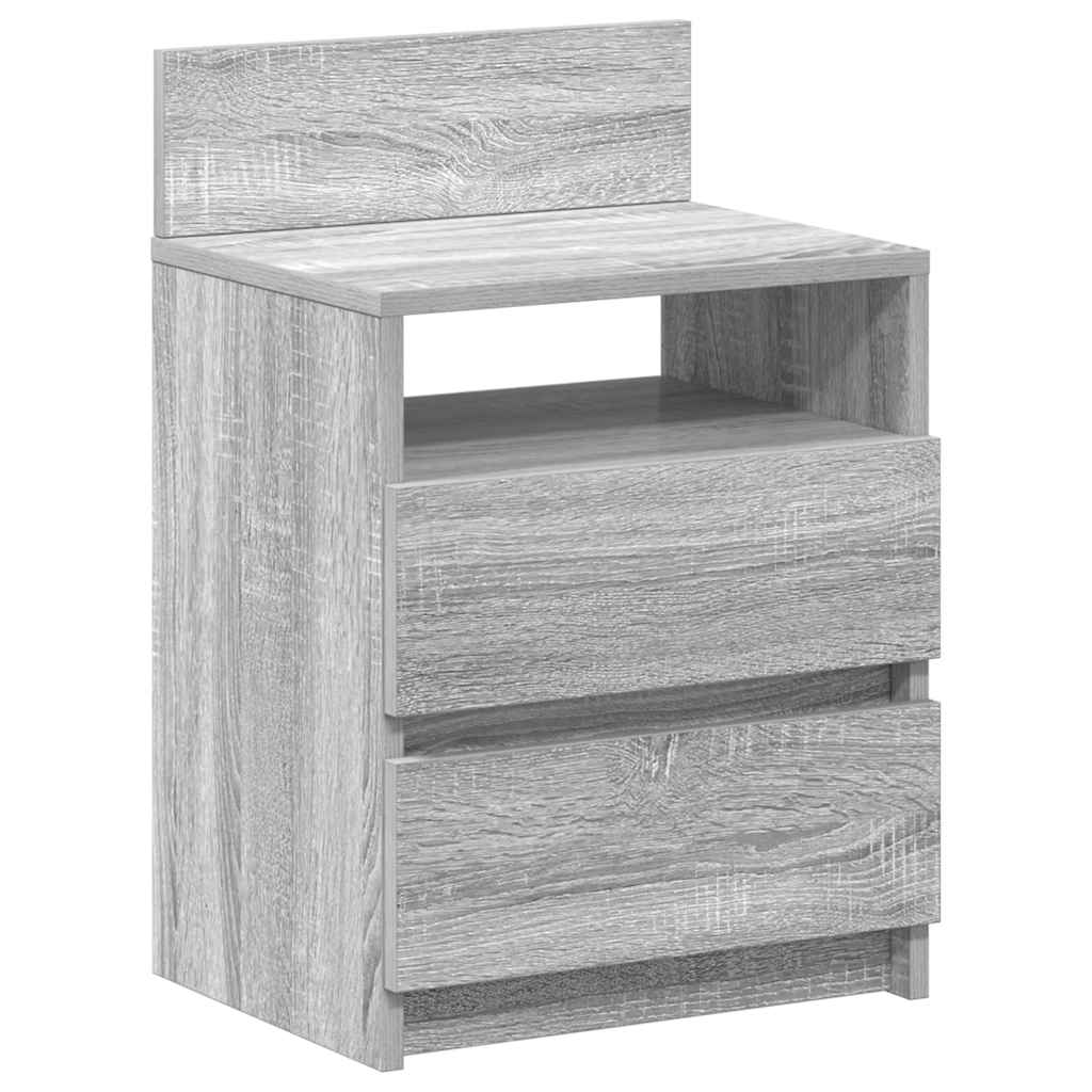 Comodino con 2 Cassetti Grigio Sonoma 40x33x60 cm