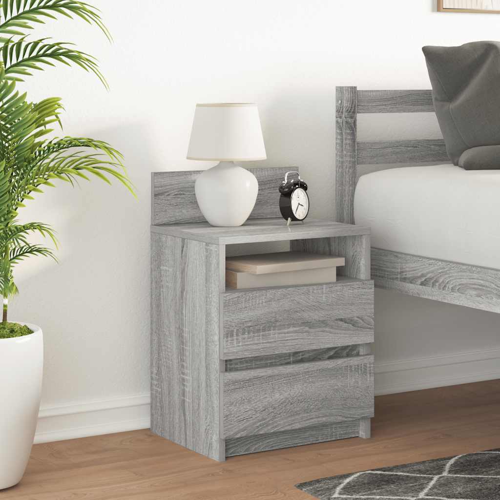 Comodino con 2 Cassetti Grigio Sonoma 40x33x60 cm