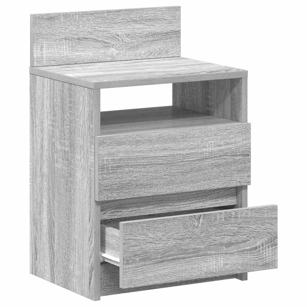 Comodino con 2 Cassetti Grigio Sonoma 40x33x60 cm