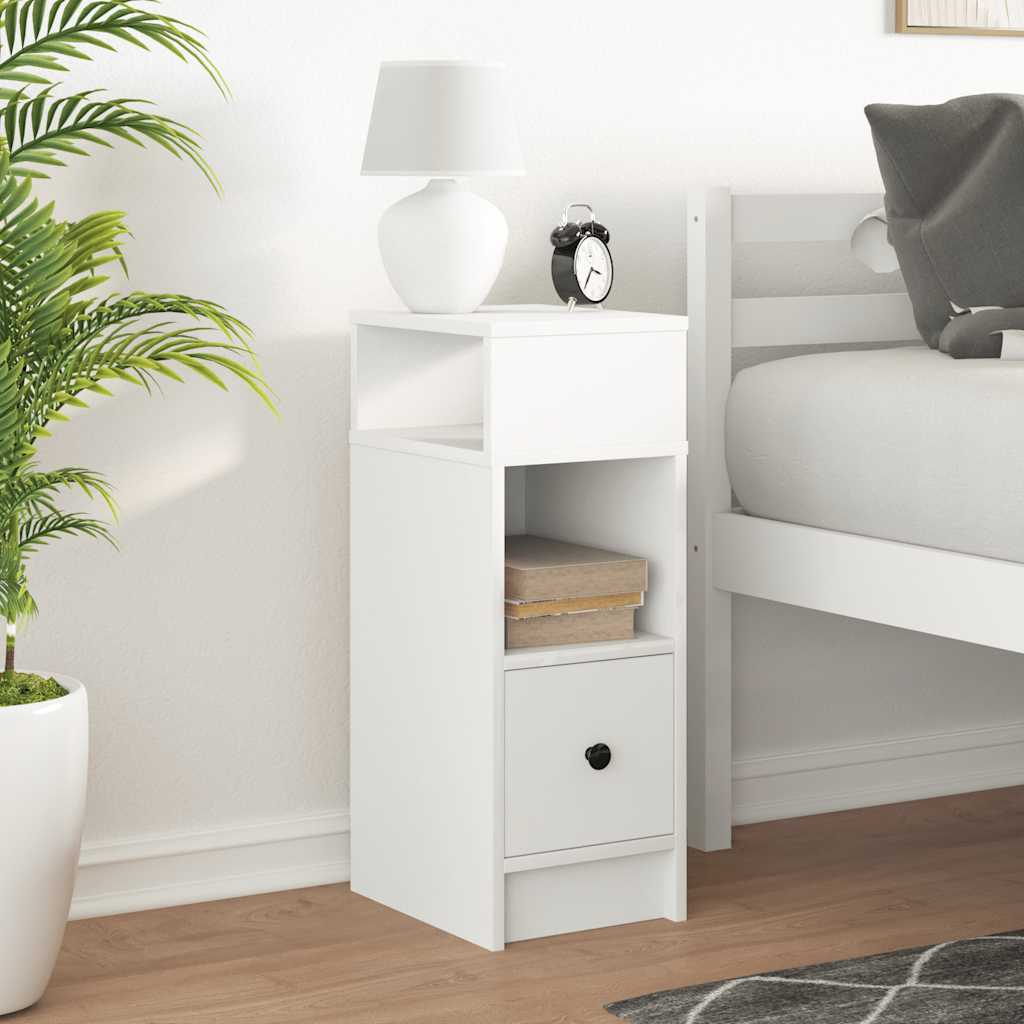 Comodino con Cassetto Bianco 25x31x66 cm