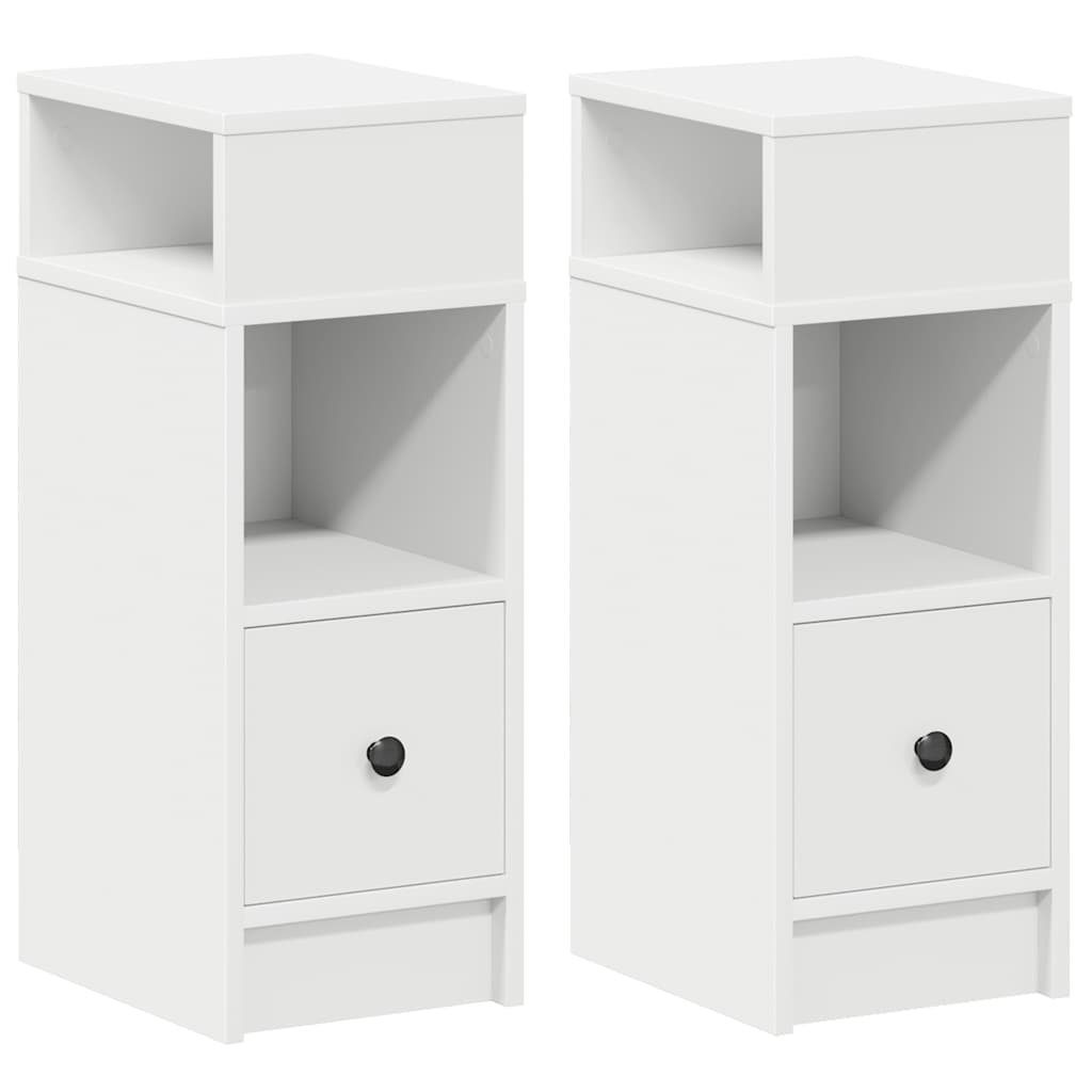 Comodini 2 pz con Cassetto Bianchi 25x31x66 cm