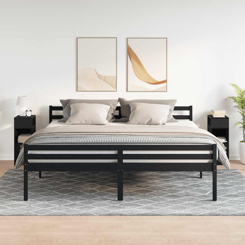 Comodini 2 pz con Cassetto Neri 25x31x66 cm