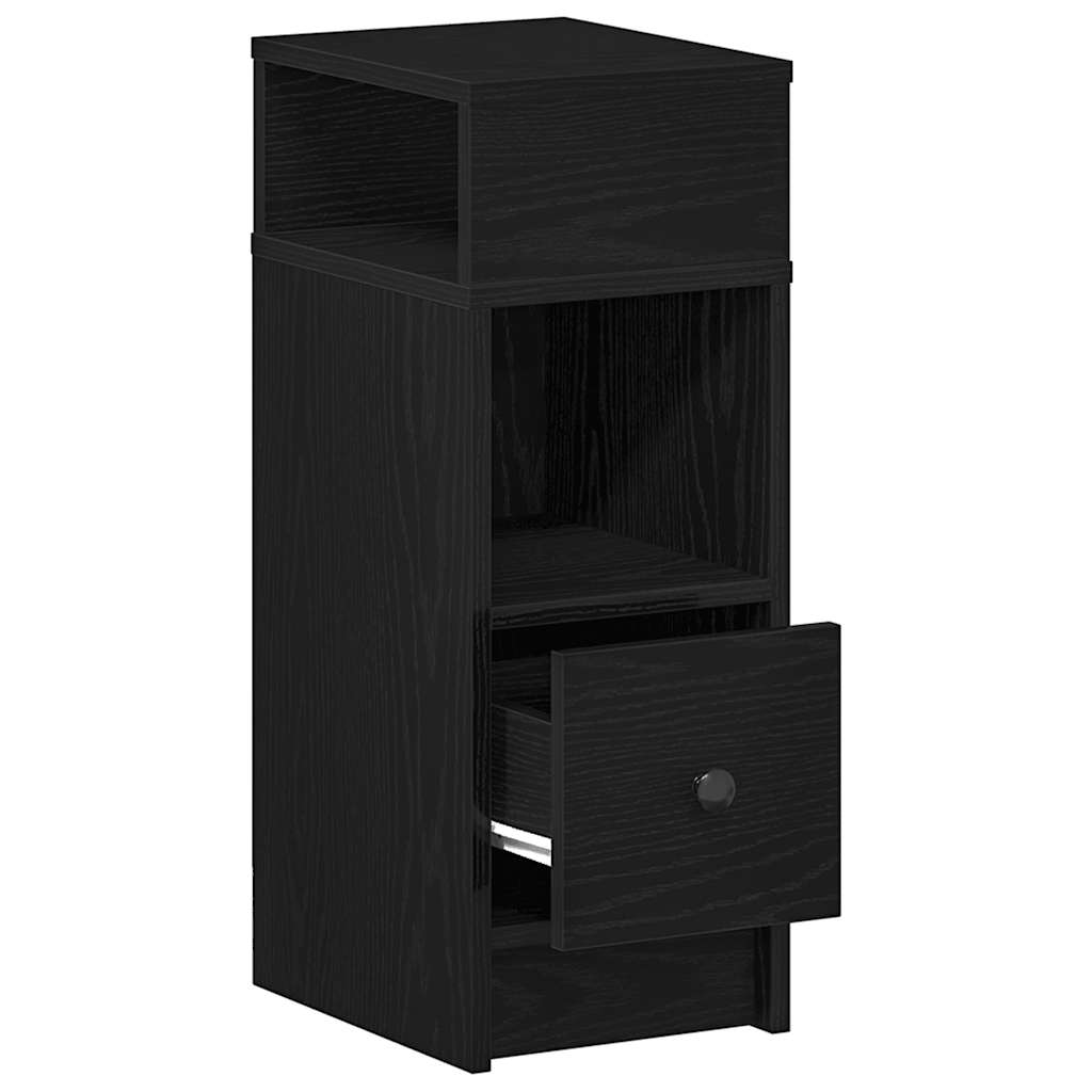 Comodini 2 pz con Cassetto Neri 25x31x66 cm