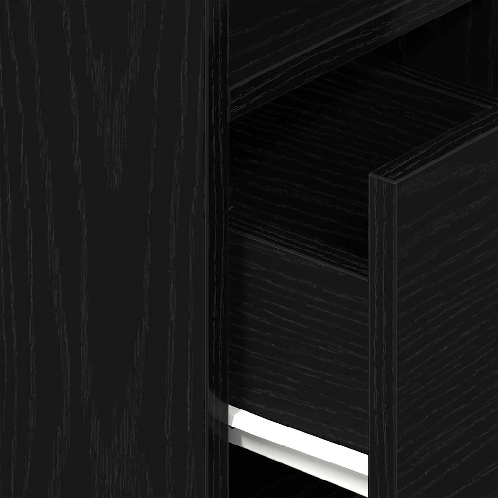 Comodini 2 pz con Cassetto Neri 25x31x66 cm