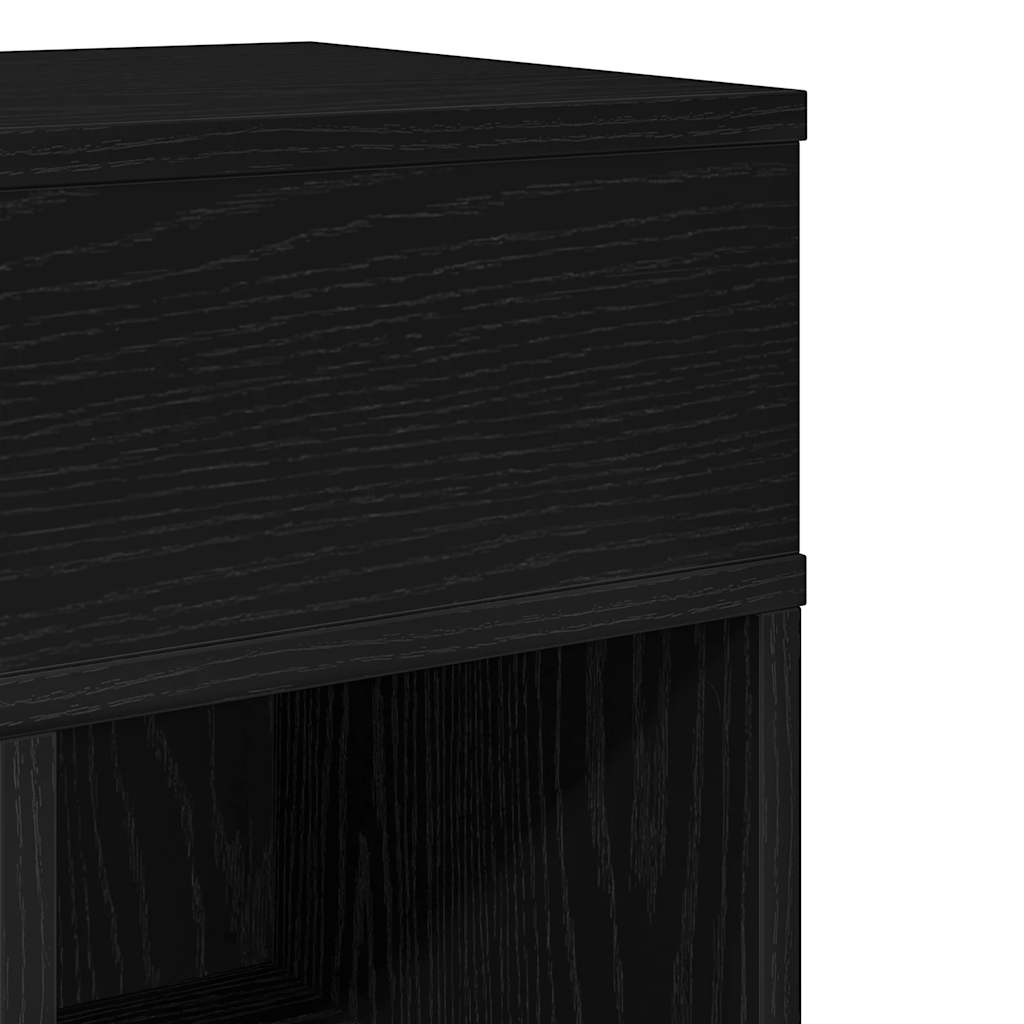 Comodini 2 pz con Cassetto Neri 25x31x66 cm