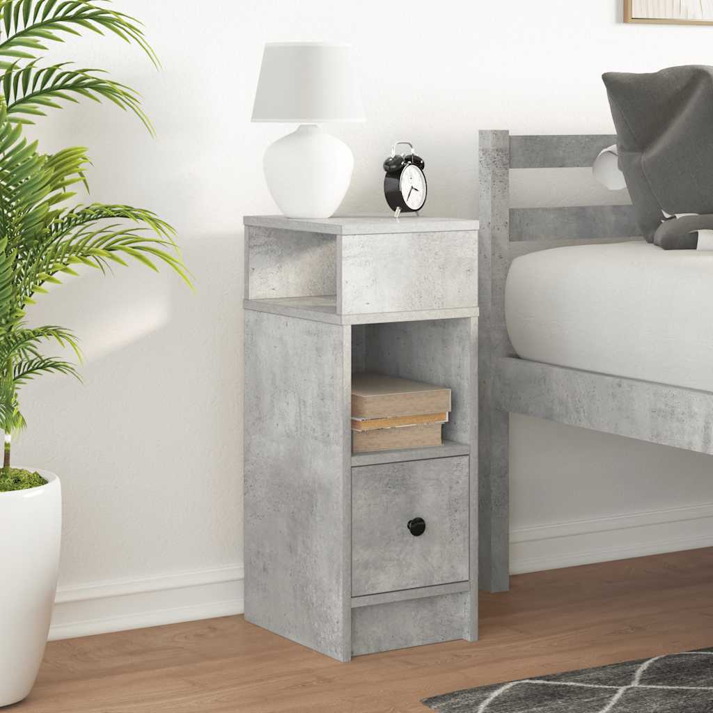 Comodino con Cassetto Grigio Cemento 25x31x66 cm