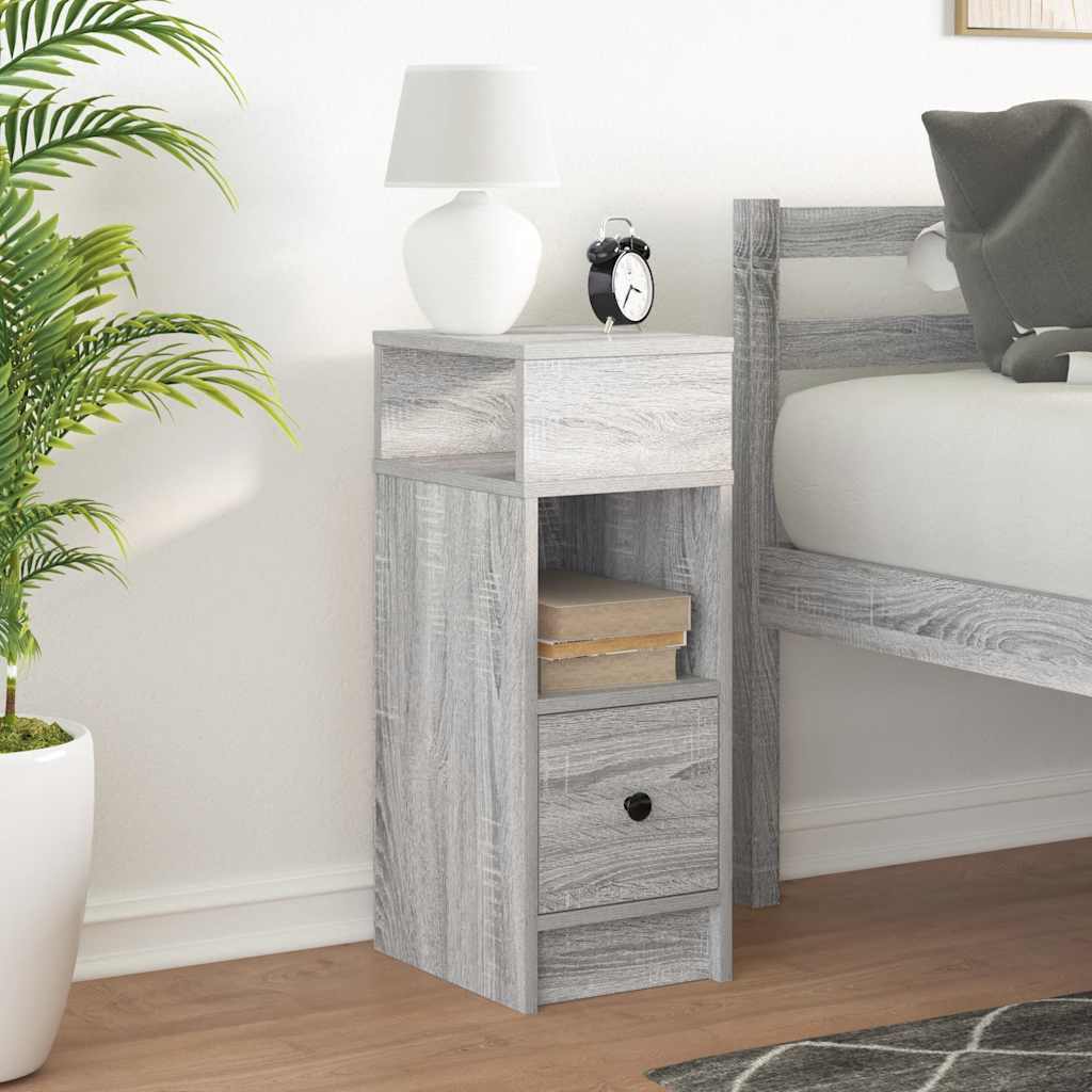 Comodino con Cassetto Grigio Sonoma 25x31x66 cm