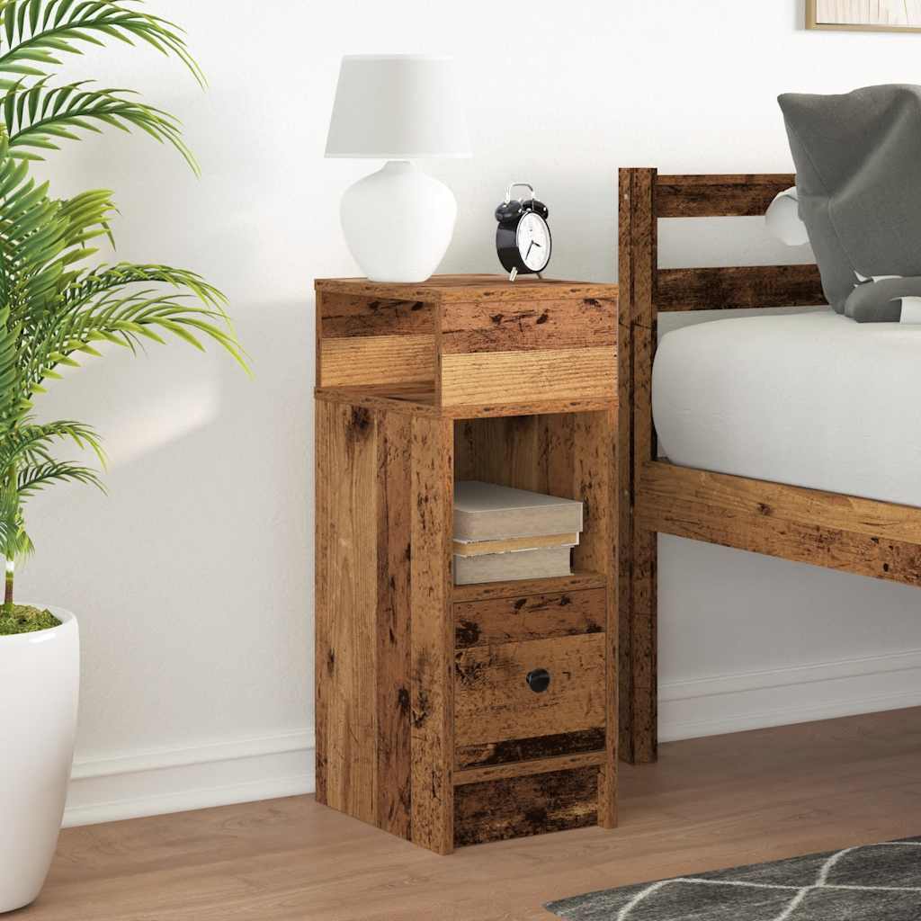 Comodino con Cassetto Legno Antico 25x31x66 cm