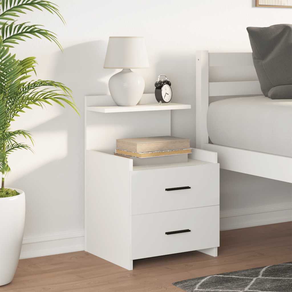 Comodino con 2 Cassetti Bianco 40x36,5x62 cm