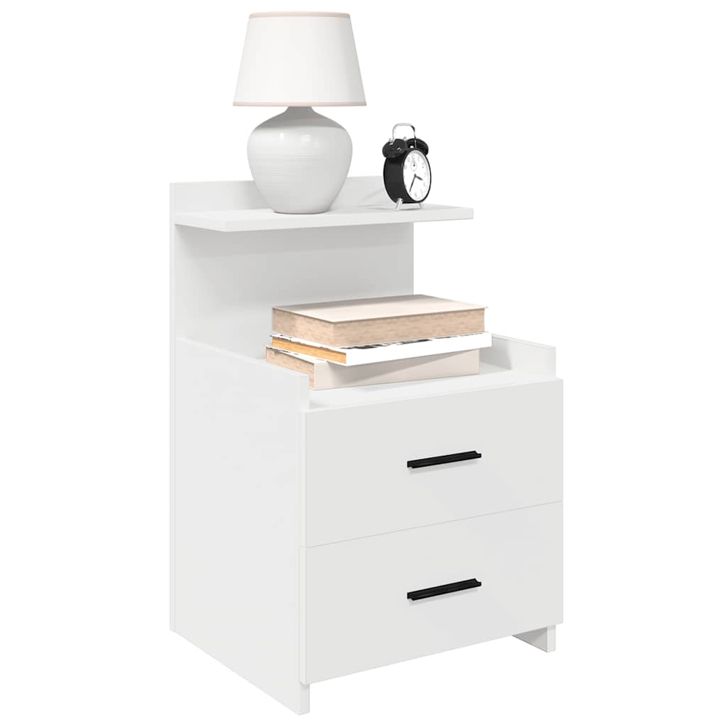Comodino con 2 Cassetti Bianco 40x36,5x62 cm
