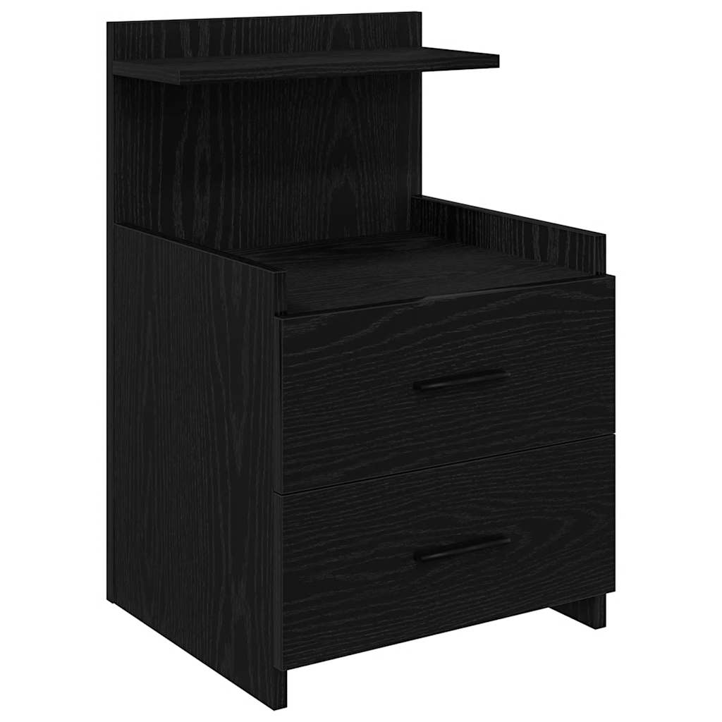Comodino con 2 cassetti Nero 40x36,5x62 cm