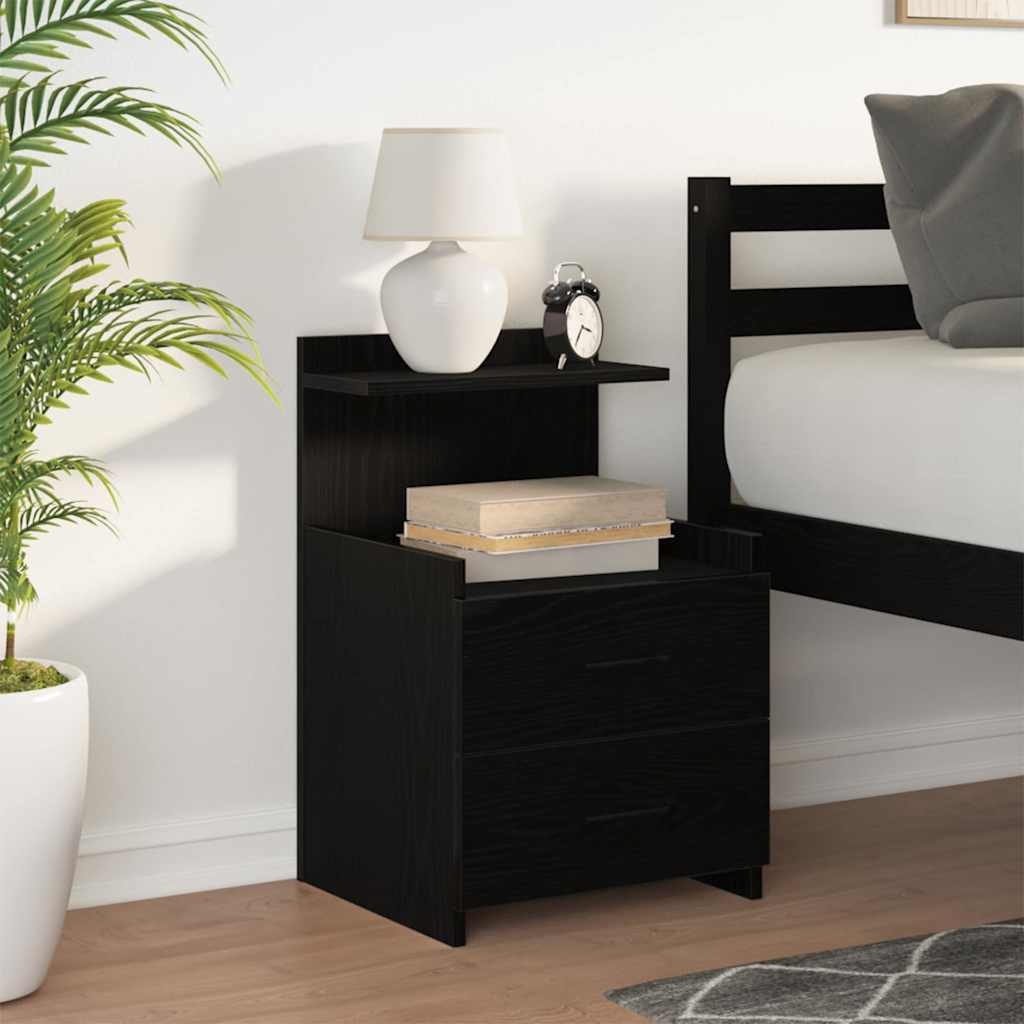 Comodino con 2 cassetti Nero 40x36,5x62 cm
