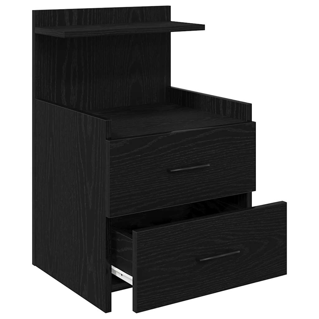 Comodino con 2 cassetti Nero 40x36,5x62 cm