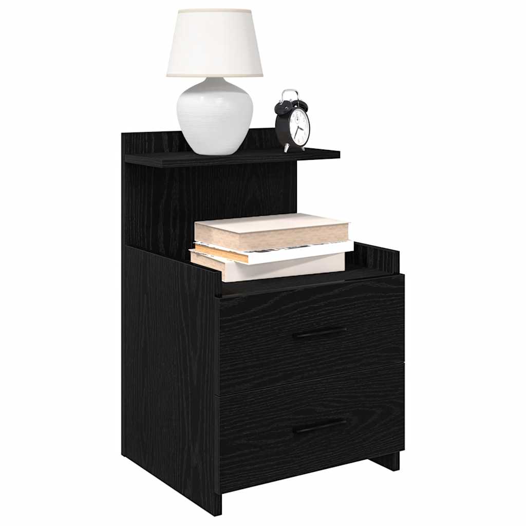 Comodino con 2 cassetti Nero 40x36,5x62 cm