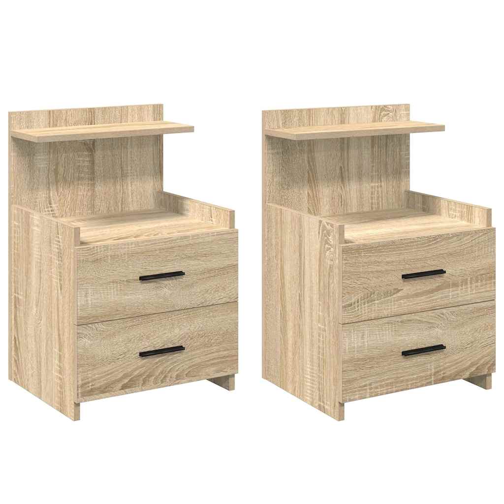 Comodini 2 pz con 2 cassetti Rovere Sonoma 40x36,5x62 cm