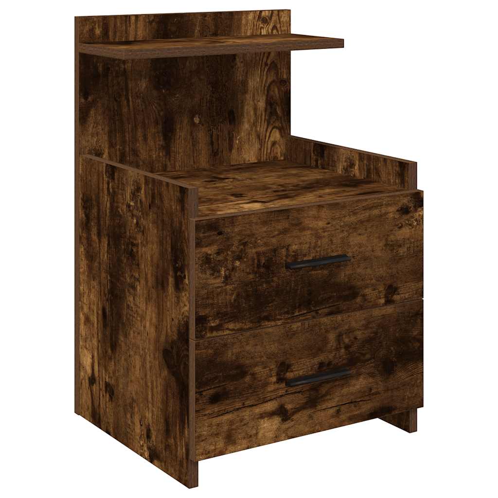 Comodino con 2 cassetti Rovere Affumicato 40x36,5x62 cm