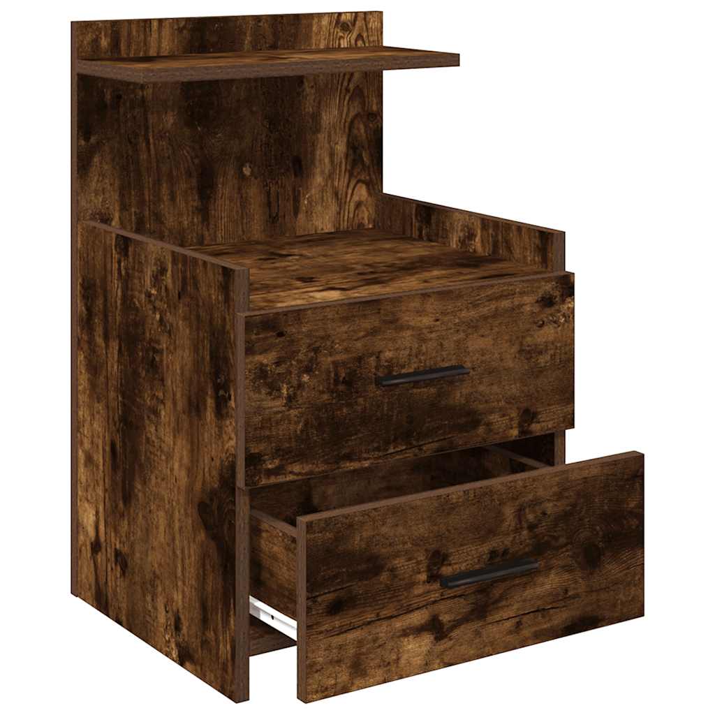 Comodino con 2 cassetti Rovere Affumicato 40x36,5x62 cm