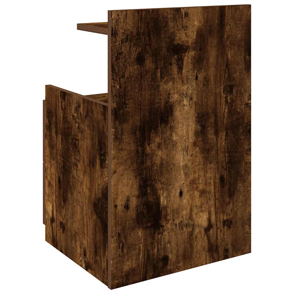 Comodino con 2 cassetti Rovere Affumicato 40x36,5x62 cm