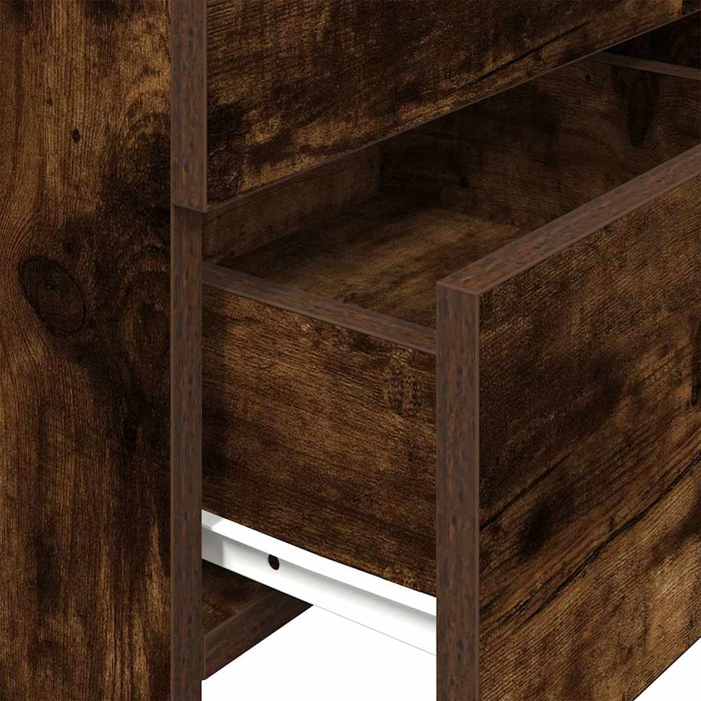 Comodino con 2 cassetti Rovere Affumicato 40x36,5x62 cm